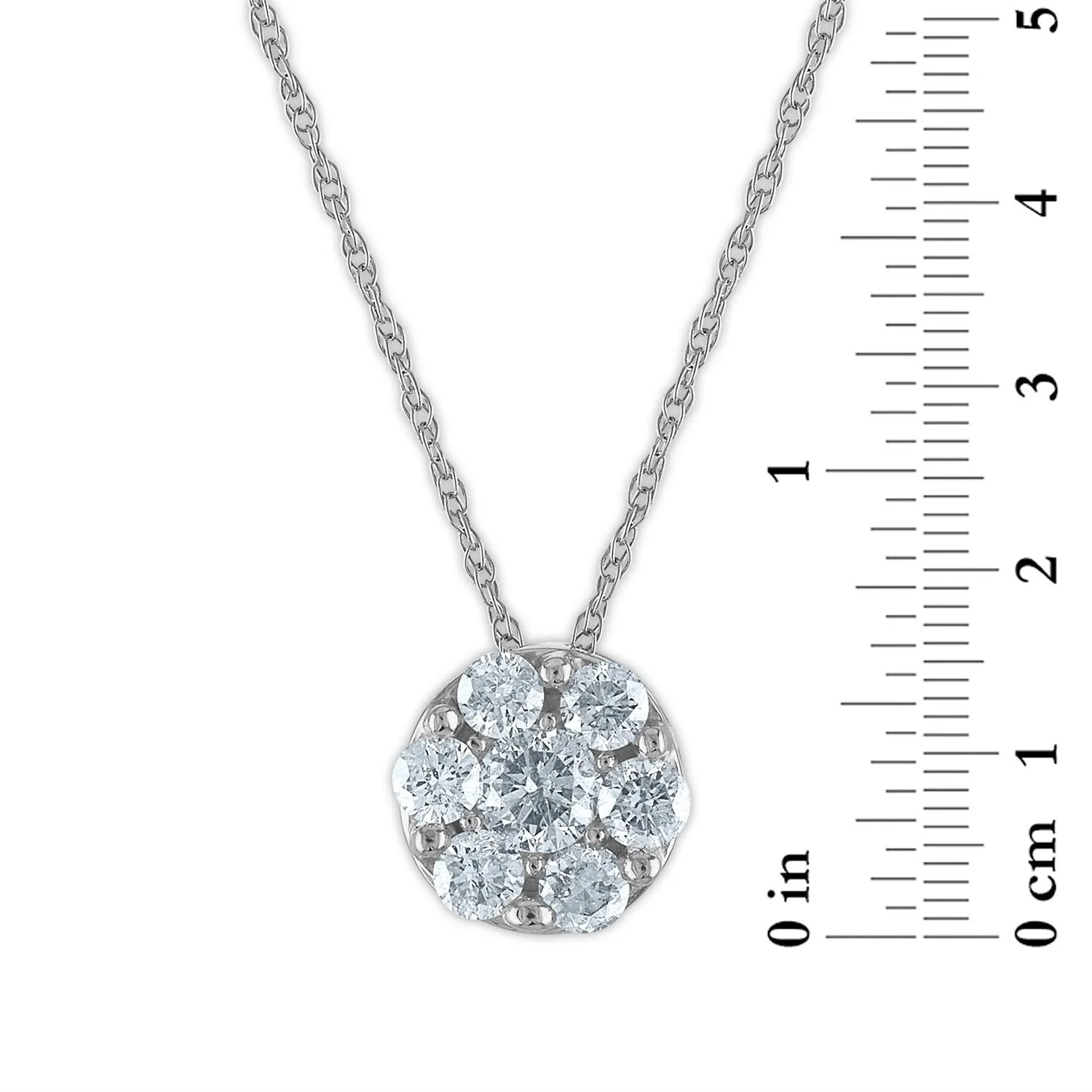 1/2 CTW Diamond Cluster 18-inch Pendant in 10KT White Gold