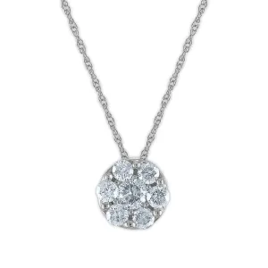 1/2 CTW Diamond Cluster 18-inch Pendant in 10KT White Gold