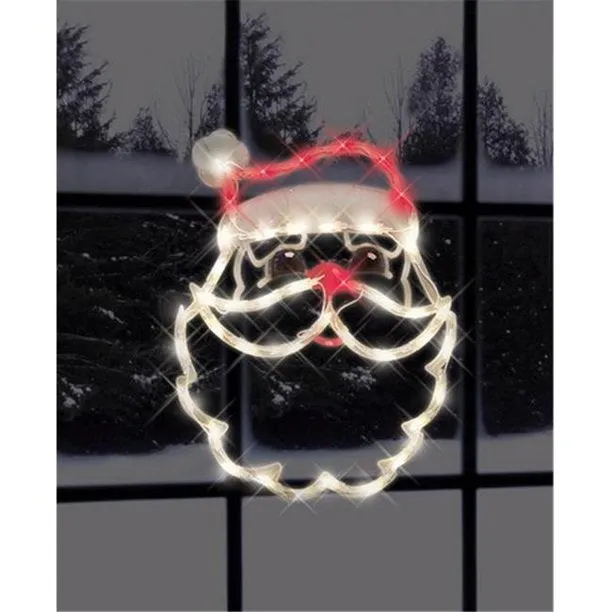 17" Lighted Santa Face Christmas Silhouette Window Decoration