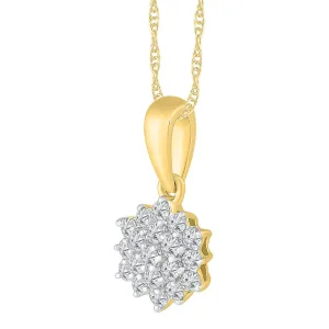 1/8 CTW Diamond Cluster 18-inch Pendant in 10KT Yellow Gold