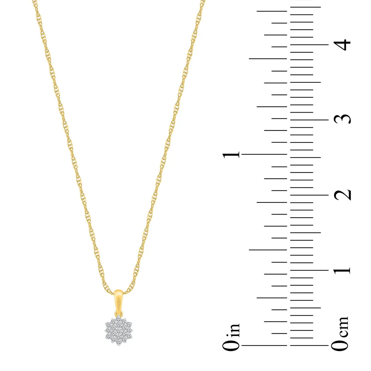 1/8 CTW Diamond Cluster 18-inch Pendant in 10KT Yellow Gold