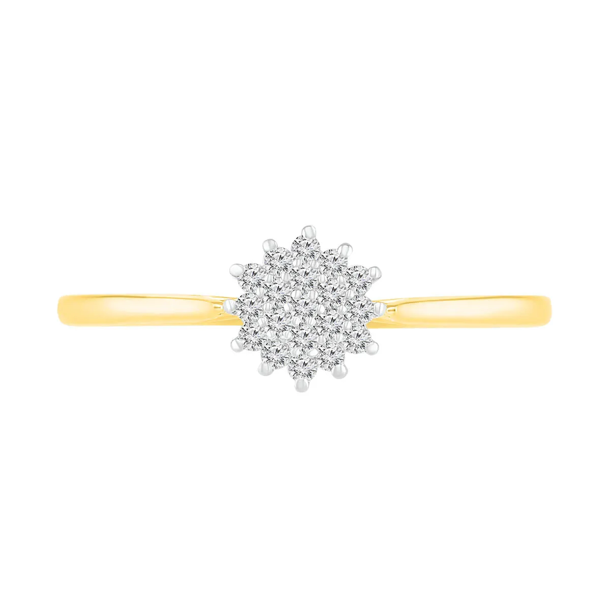 1/8 CTW Diamond Cluster Ring in 10KT Yellow Gold