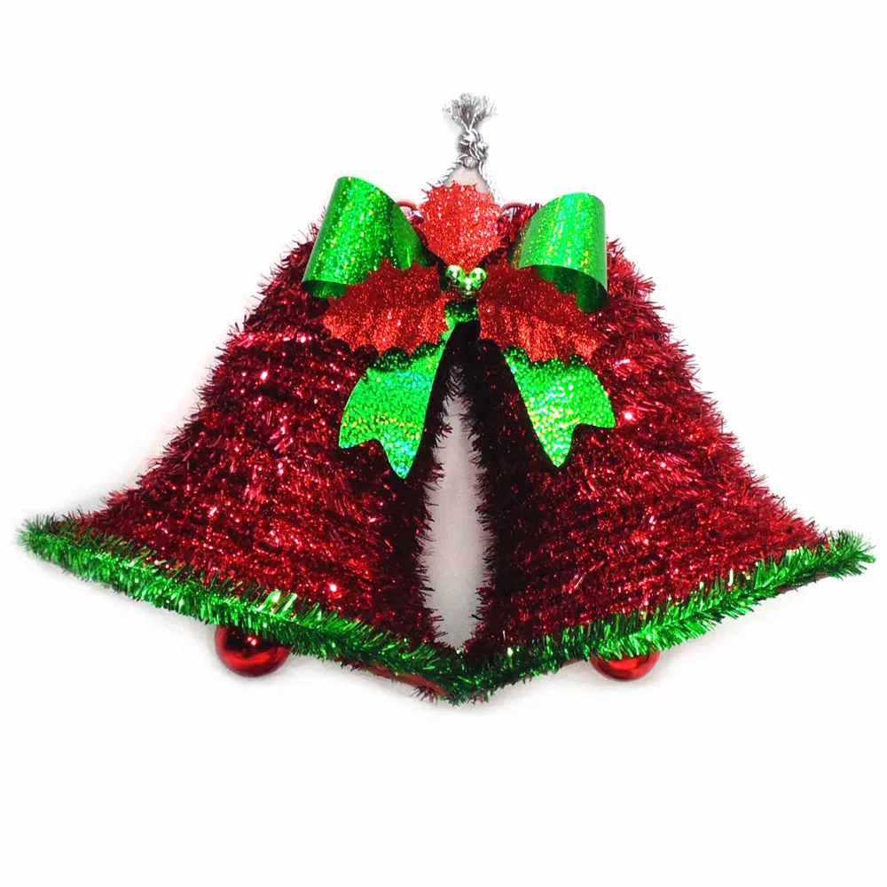 2D Double Bell with Holly Christmas Hanging Decoration