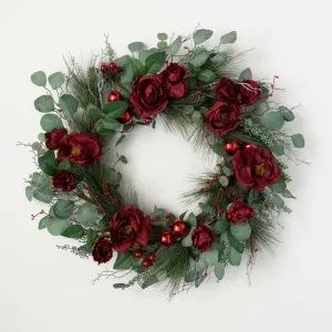 30" Eucalyptus And Rose Wreath