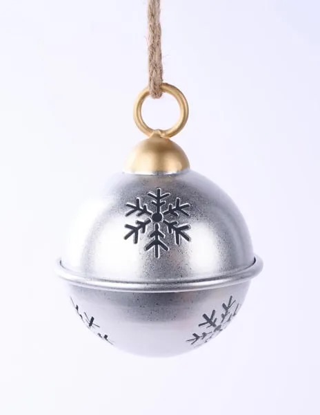 4" Antique Snowflake Cutout Silver Bell Ornament