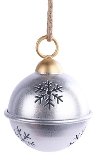 4" Antique Snowflake Cutout Silver Bell Ornament