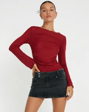 Armina Long Sleeve Top in Burgundy