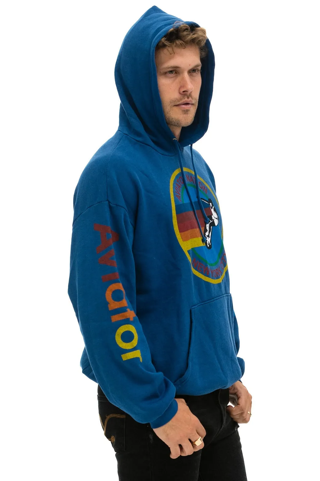 AVIATOR NATION NEW YORK CITY RELAXED PULLOVER HOODIE - ROYAL