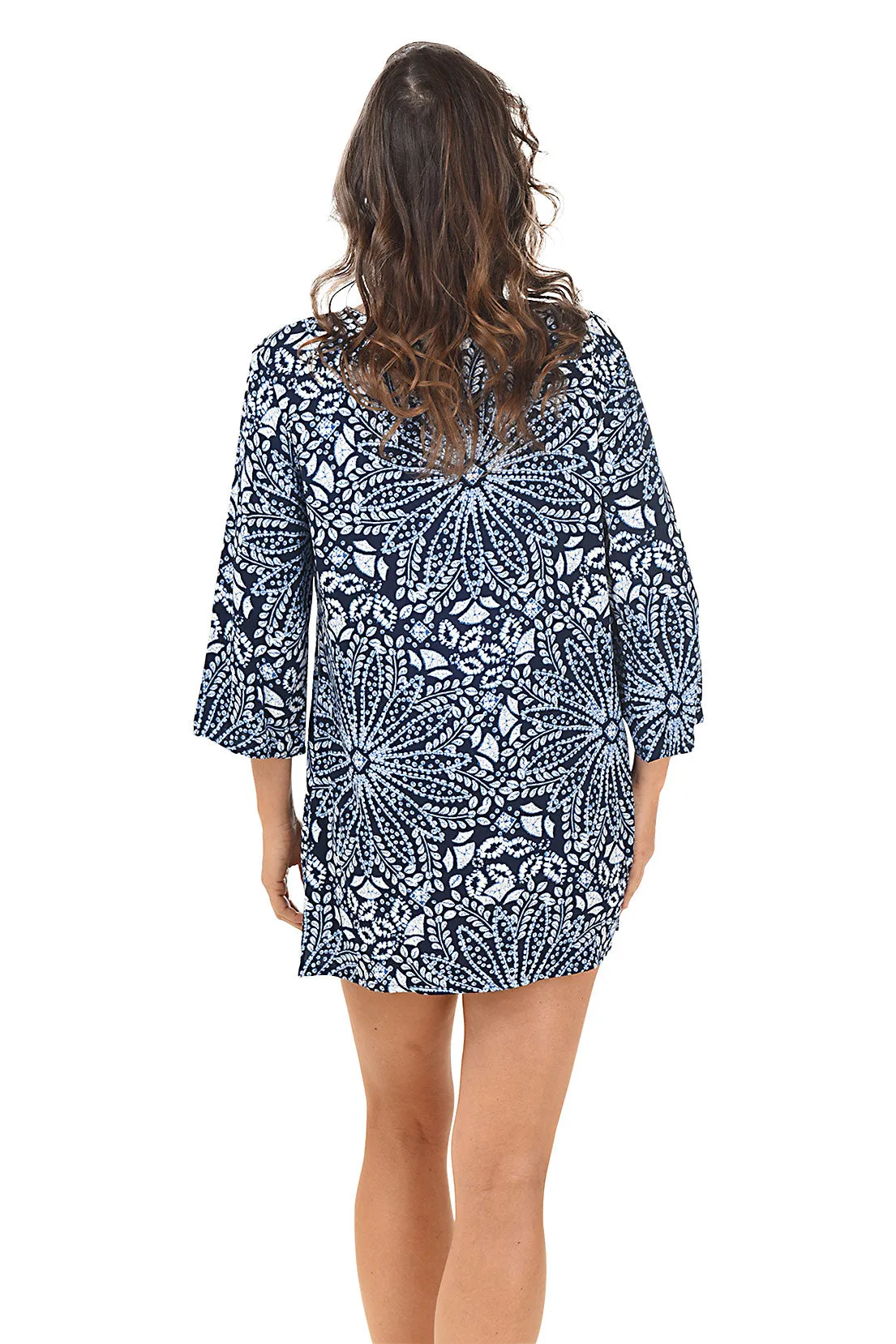 Batik Lace-Up Neck Cover-Up