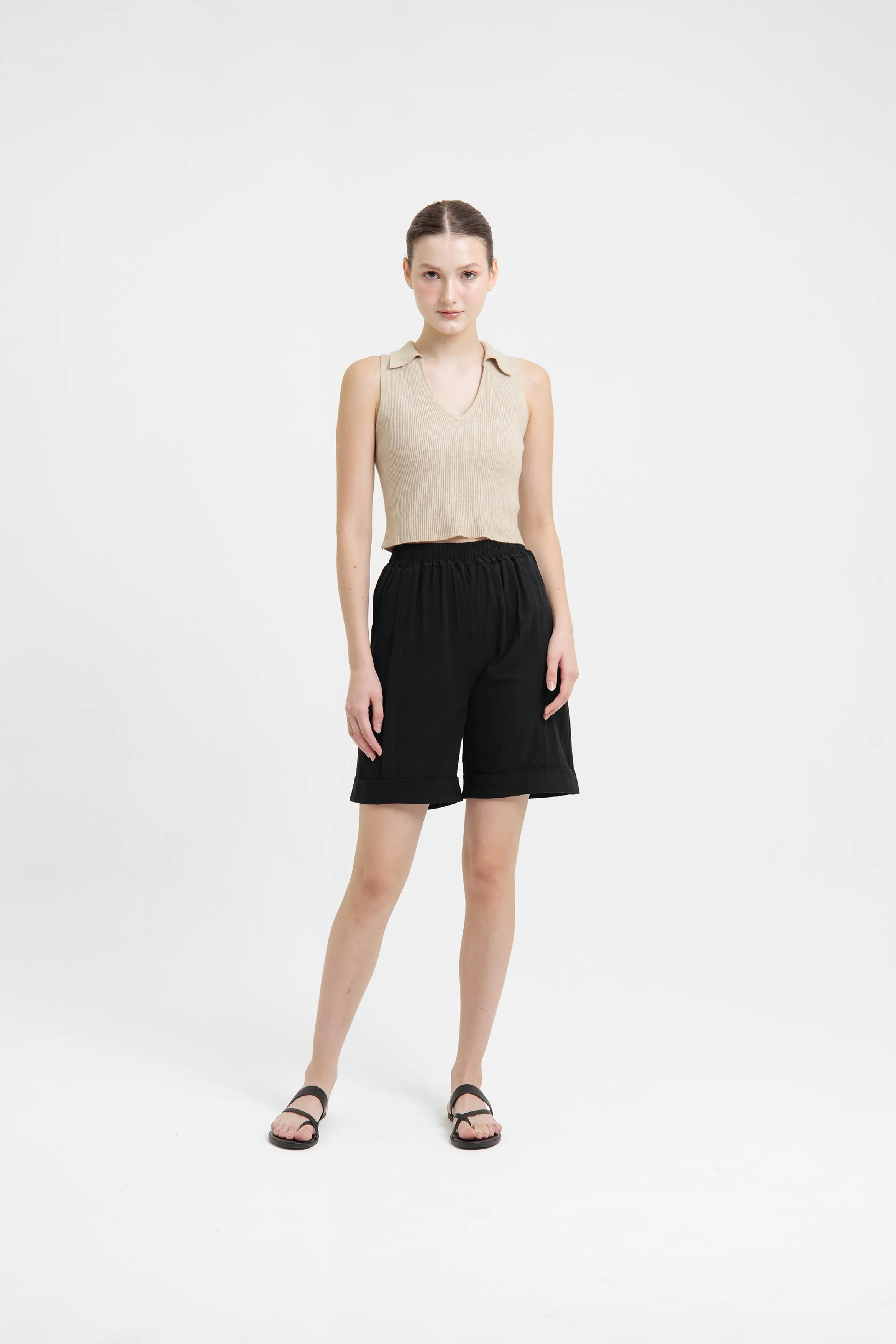 Black Linen Shorts