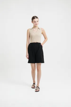 Black Linen Shorts