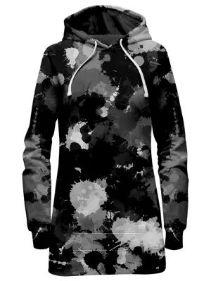 Black White and Grey Paint Splatter Hoodie Dress