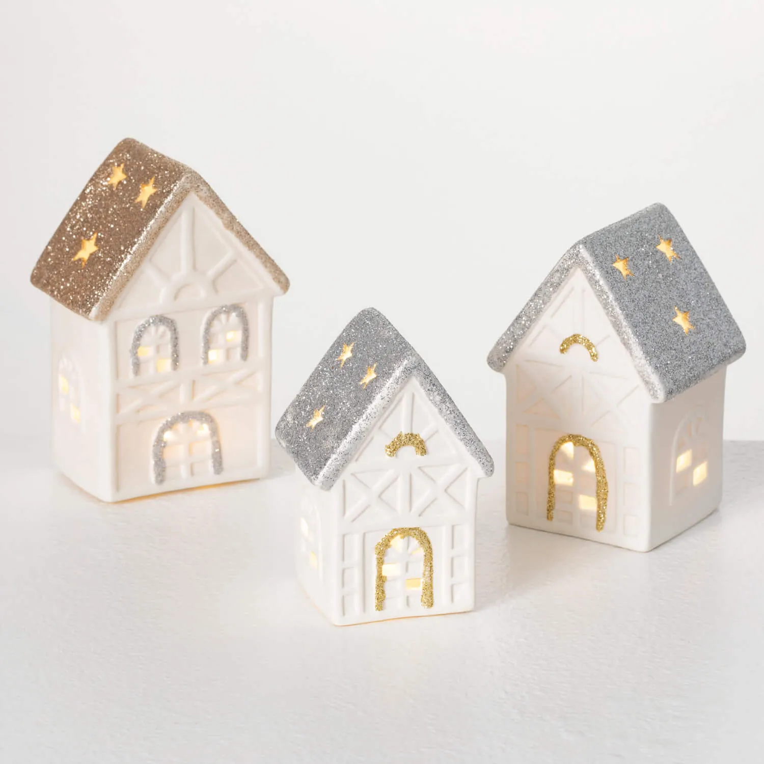 Ceramic Led House Set Of 3