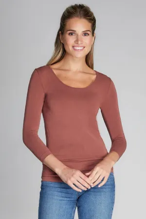 C'est Moi Bamboo 3/4 Sleeve T-Shirt (Chestnut)