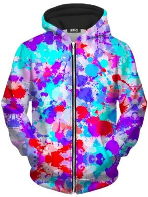 Cherry Frost Paint Splatter Unisex Zip-Up Hoodie