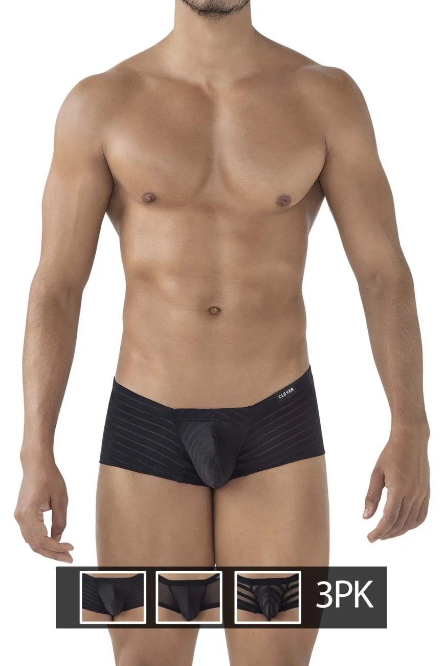 Clever 229938 3PK Australian Latin Trunks Trunks Color Black-Black-Black