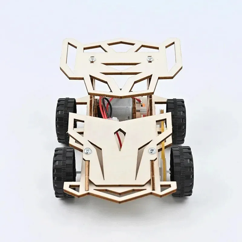 DIY Wooden Remote Control Car Wooden Four Wheel Drive Racing Assembling Science Experiment Kits KIDS STEM Educational Toy