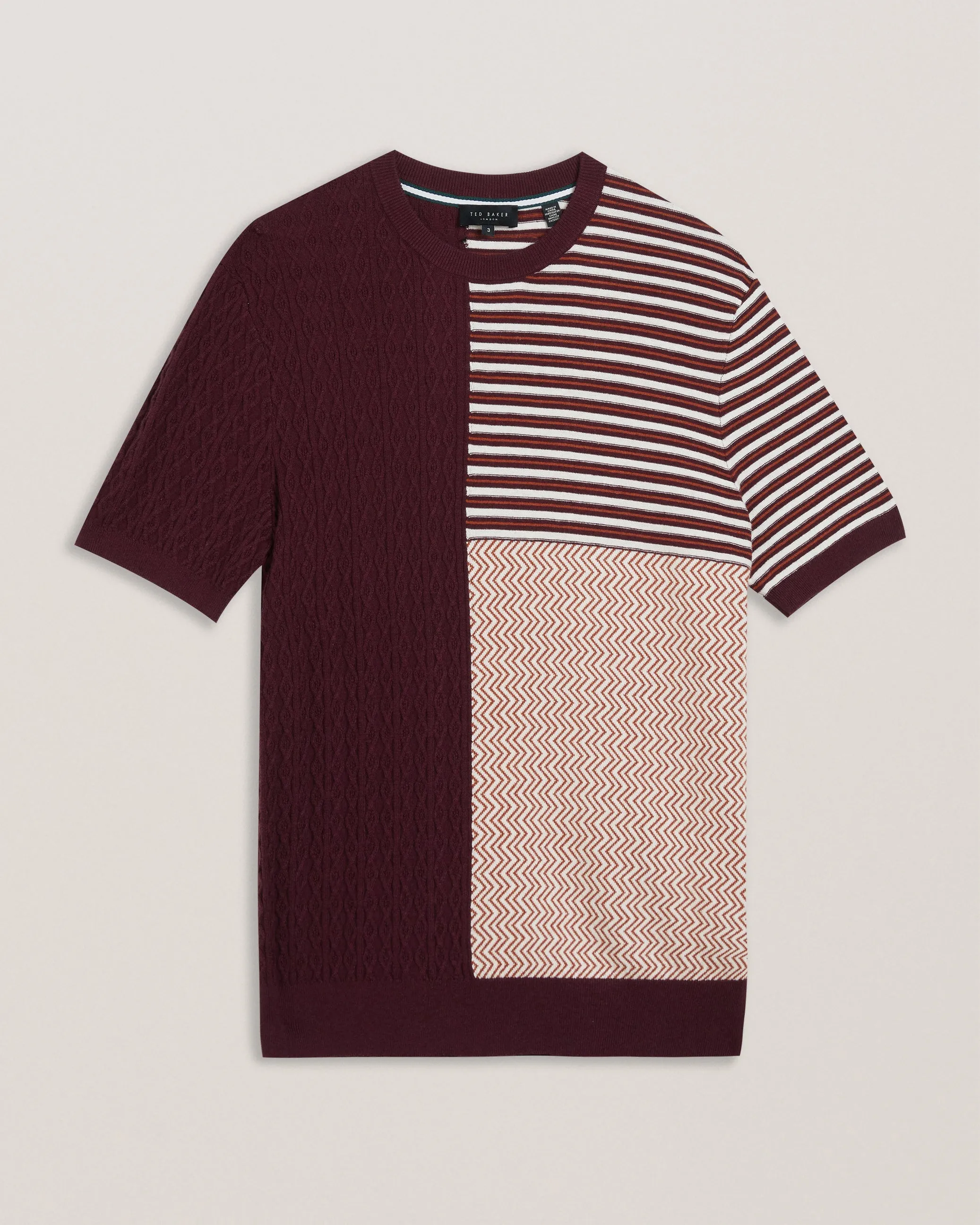 Doorset Ss Regular Multi Stitched T-Shirt Maroon