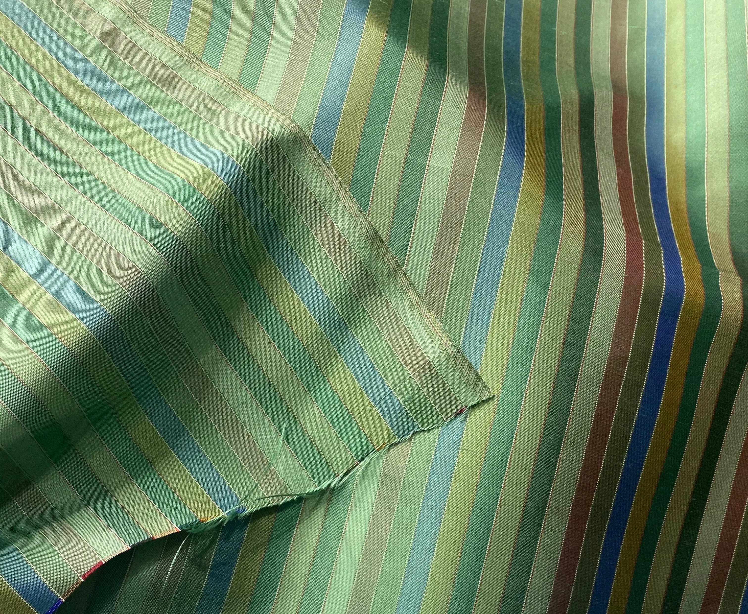 Duchess Roxanne 100% Silk Taffeta - Green Stripes SB_1_54