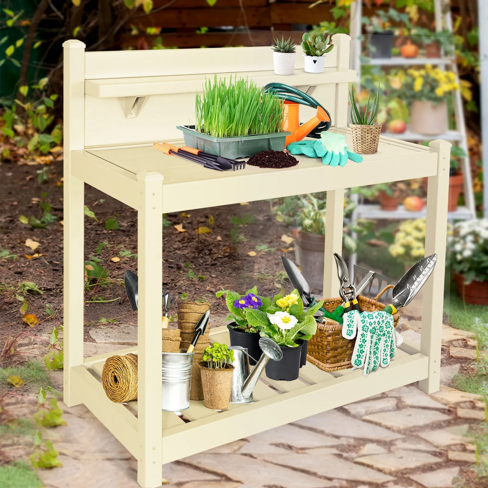 EAGLE PEAK Vinyl Waterproof Garden Potting Bench 40x 21.6x43.9