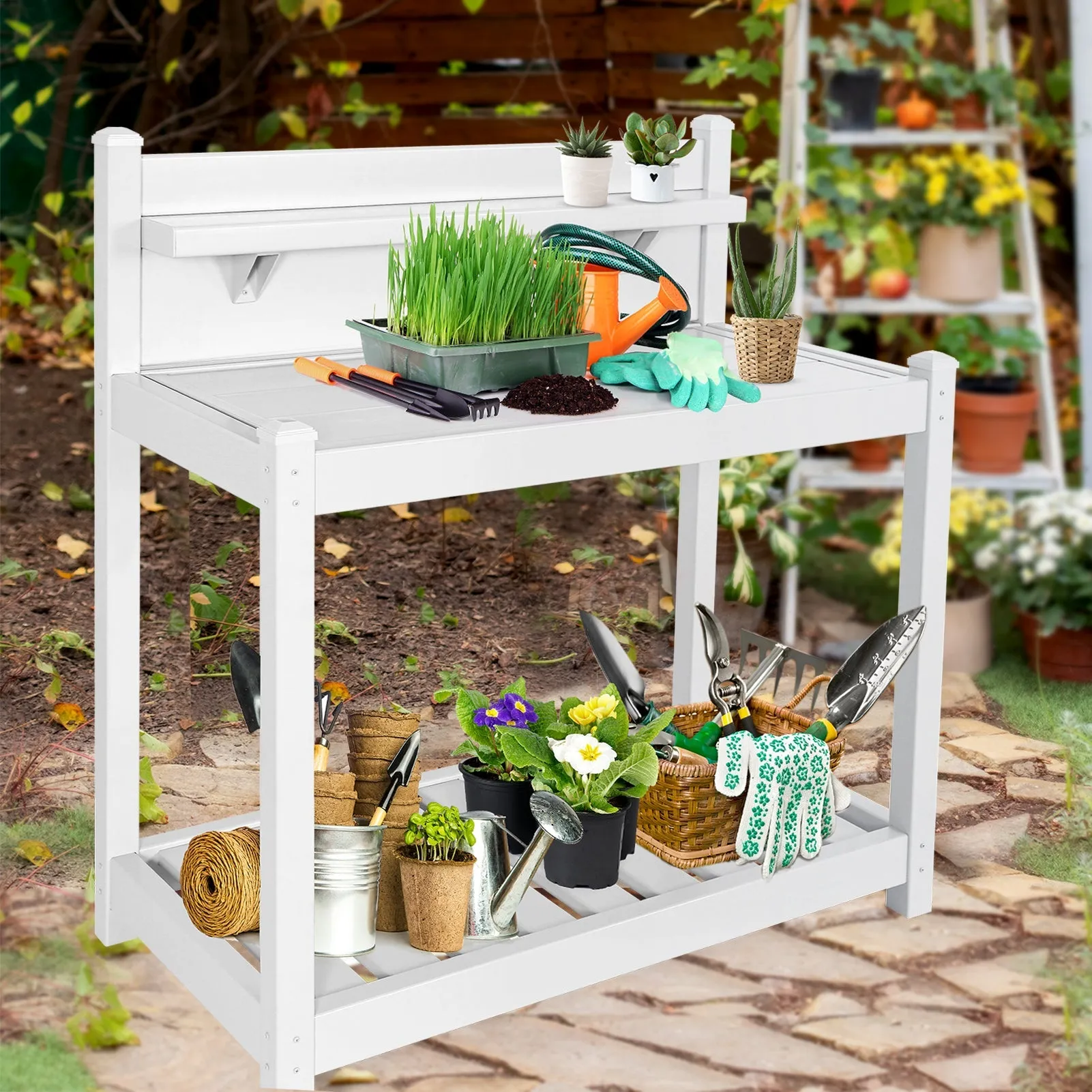 EAGLE PEAK Vinyl Waterproof Garden Potting Bench 40x 21.6x43.9