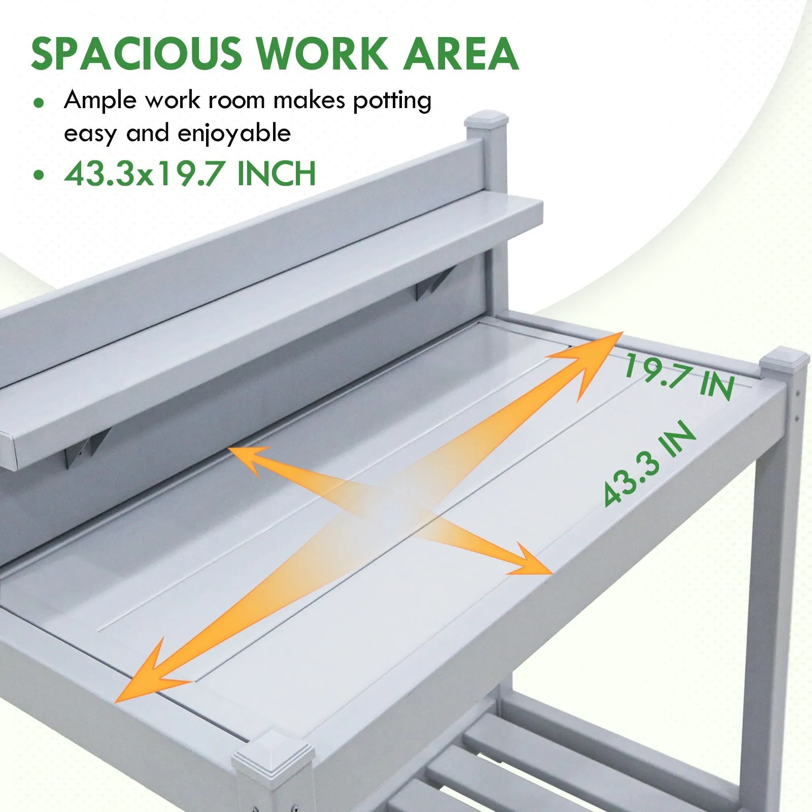 EAGLE PEAK Vinyl Waterproof Garden Potting Bench 40x 21.6x43.9