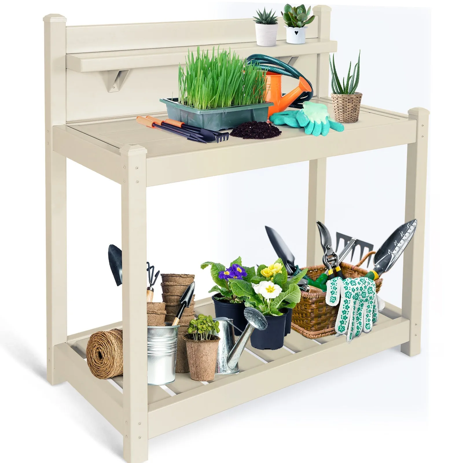 EAGLE PEAK Vinyl Waterproof Garden Potting Bench 40x 21.6x43.9