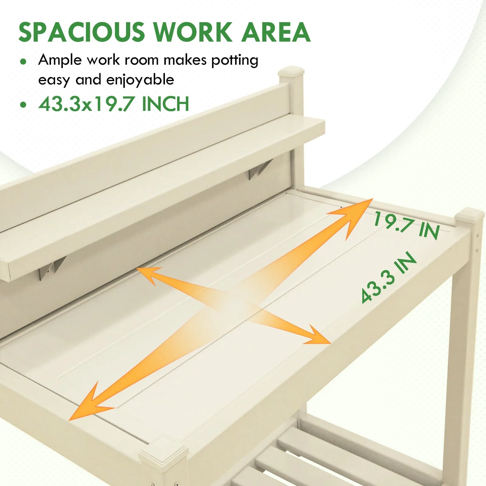 EAGLE PEAK Vinyl Waterproof Garden Potting Bench 40x 21.6x43.9