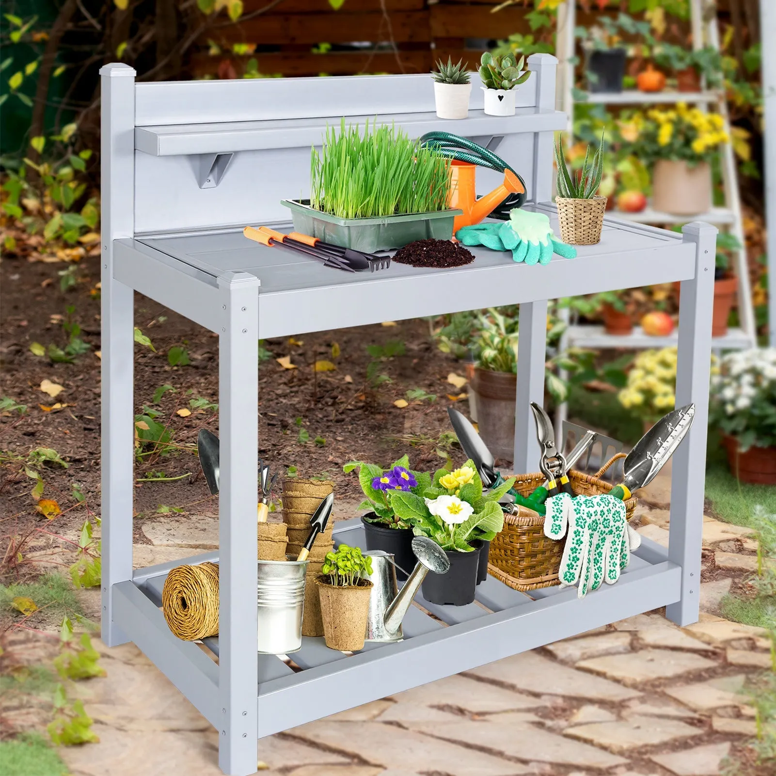 EAGLE PEAK Vinyl Waterproof Garden Potting Bench 40x 21.6x43.9