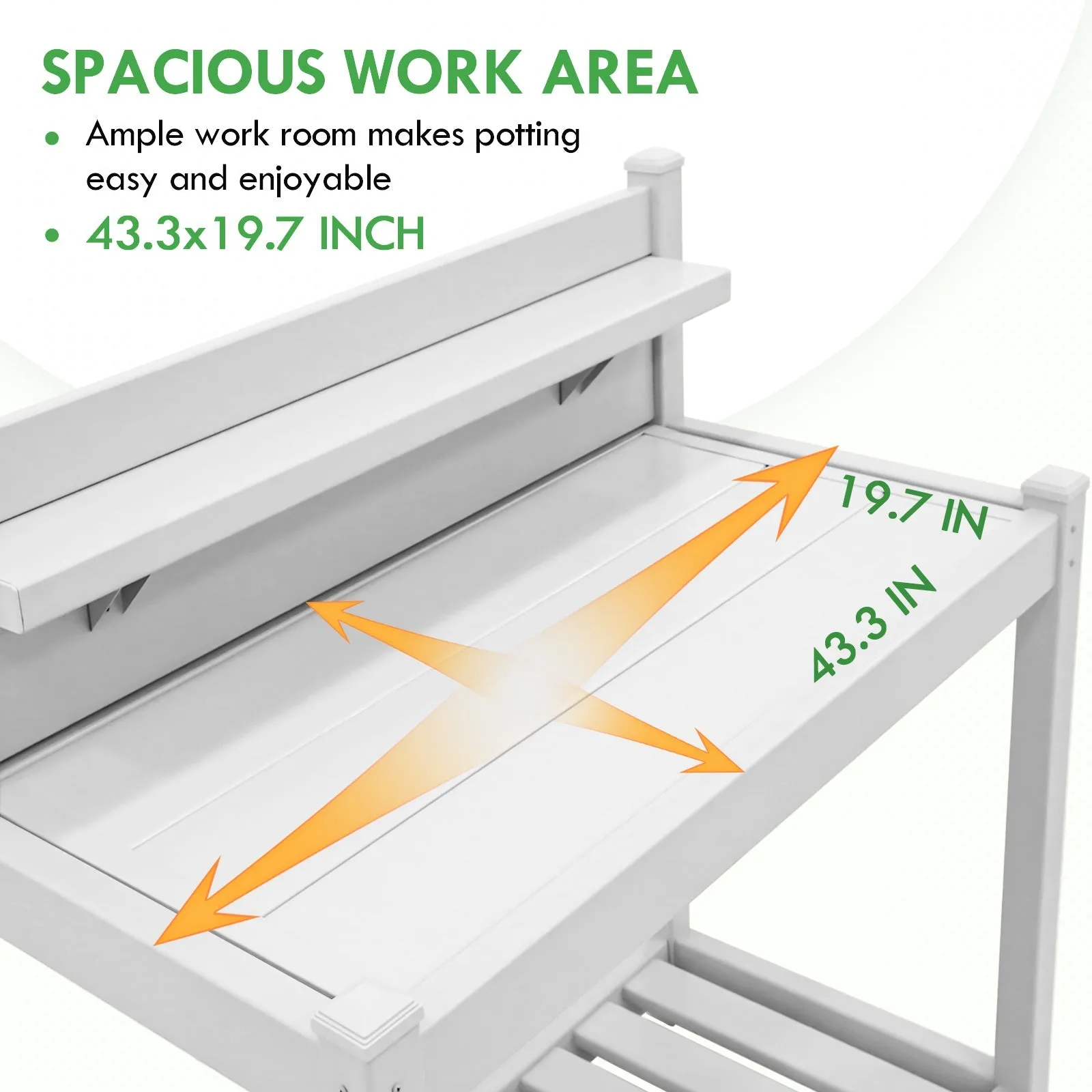 EAGLE PEAK Vinyl Waterproof Garden Potting Bench 40x 21.6x43.9