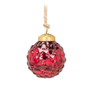 Embossed Mercury Ball Ornament - Red