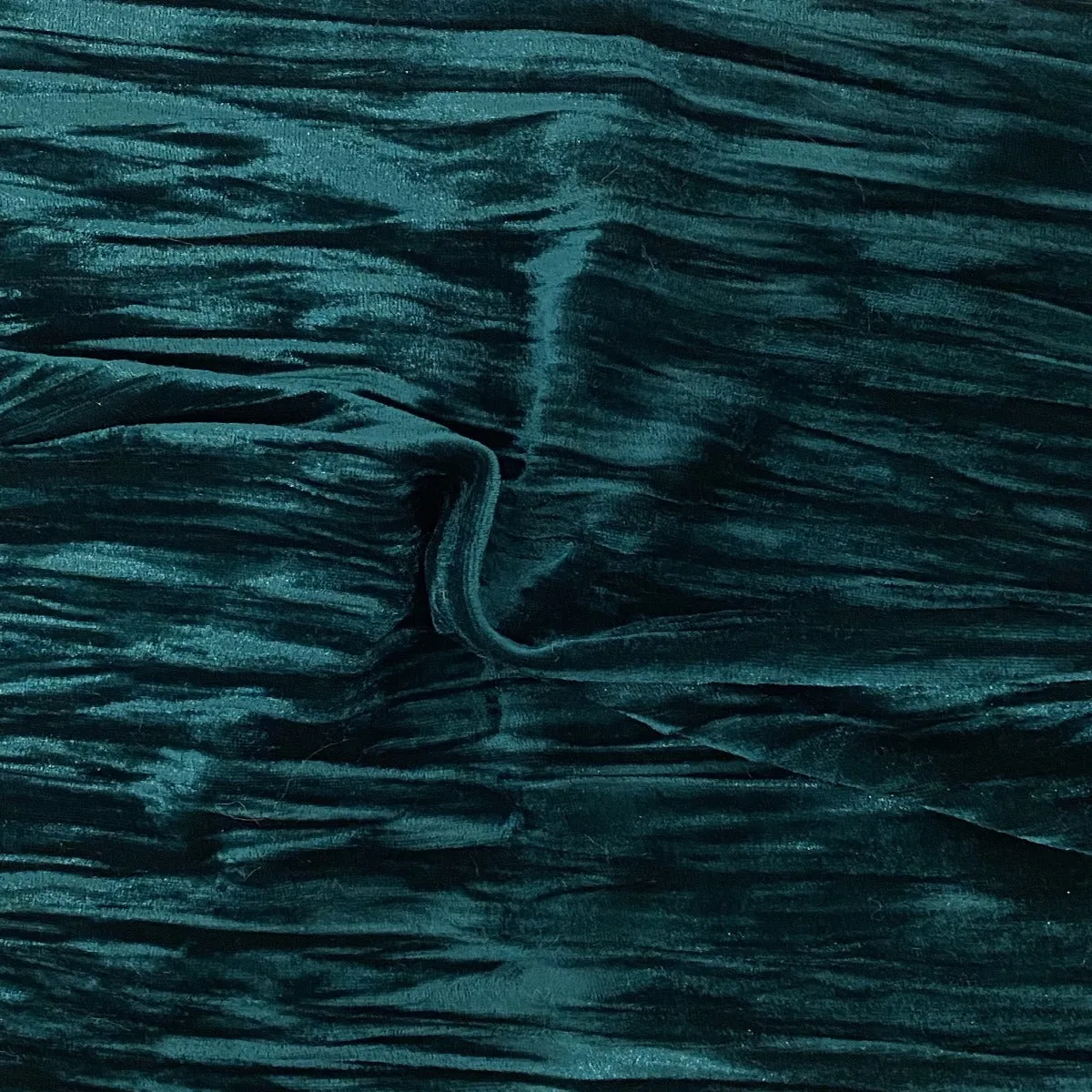 Emerald Green Crinkle Stretch Velvet Fabric