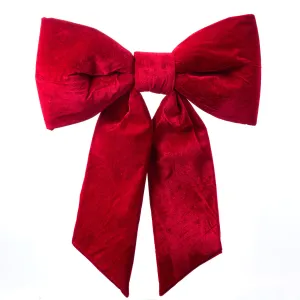 Extra Large Door Size Wired Padded Red Velvet Bow UV-Resistant Outdoor Hanging Decor