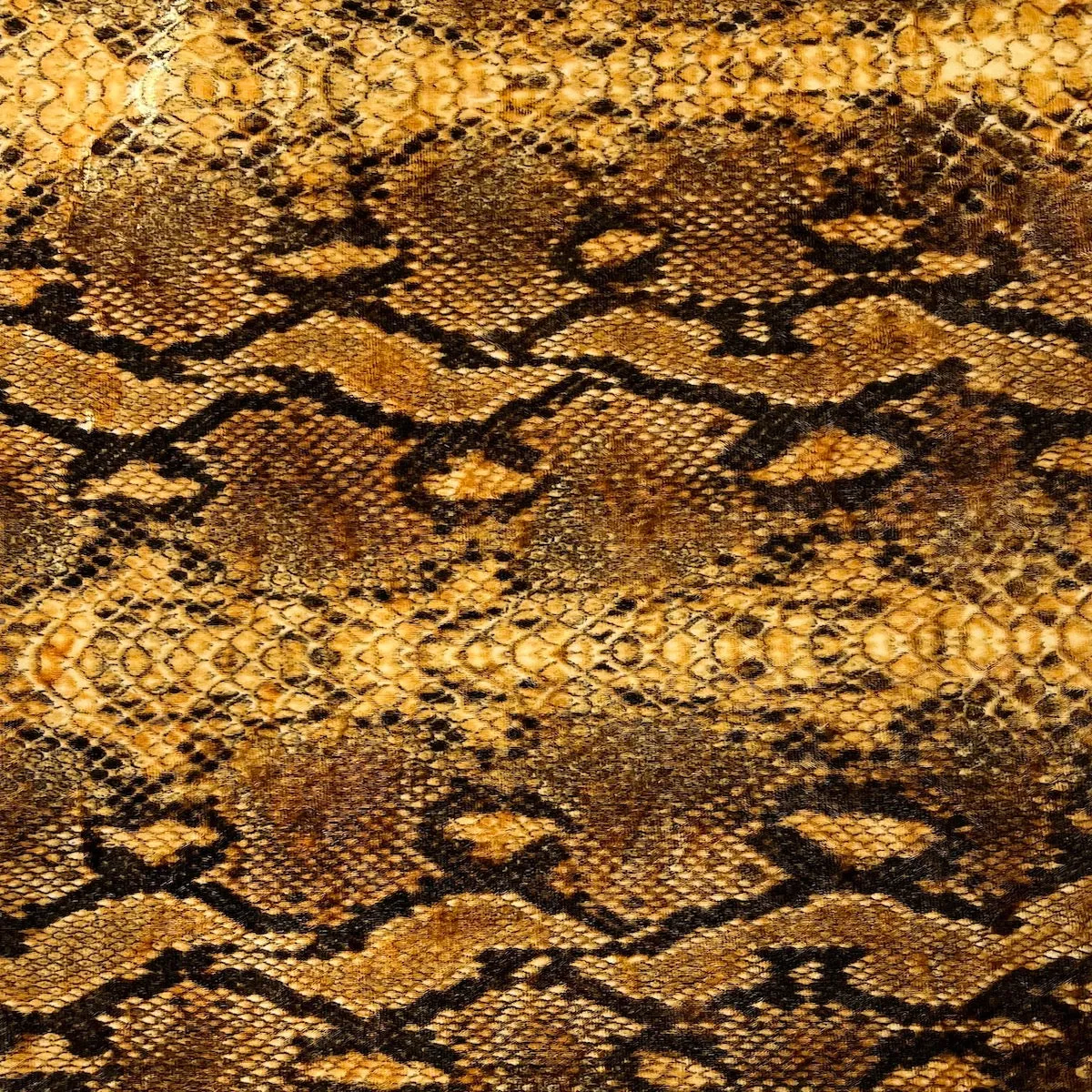 Gold Snake Skin Printed Stretch Velvet Fabric