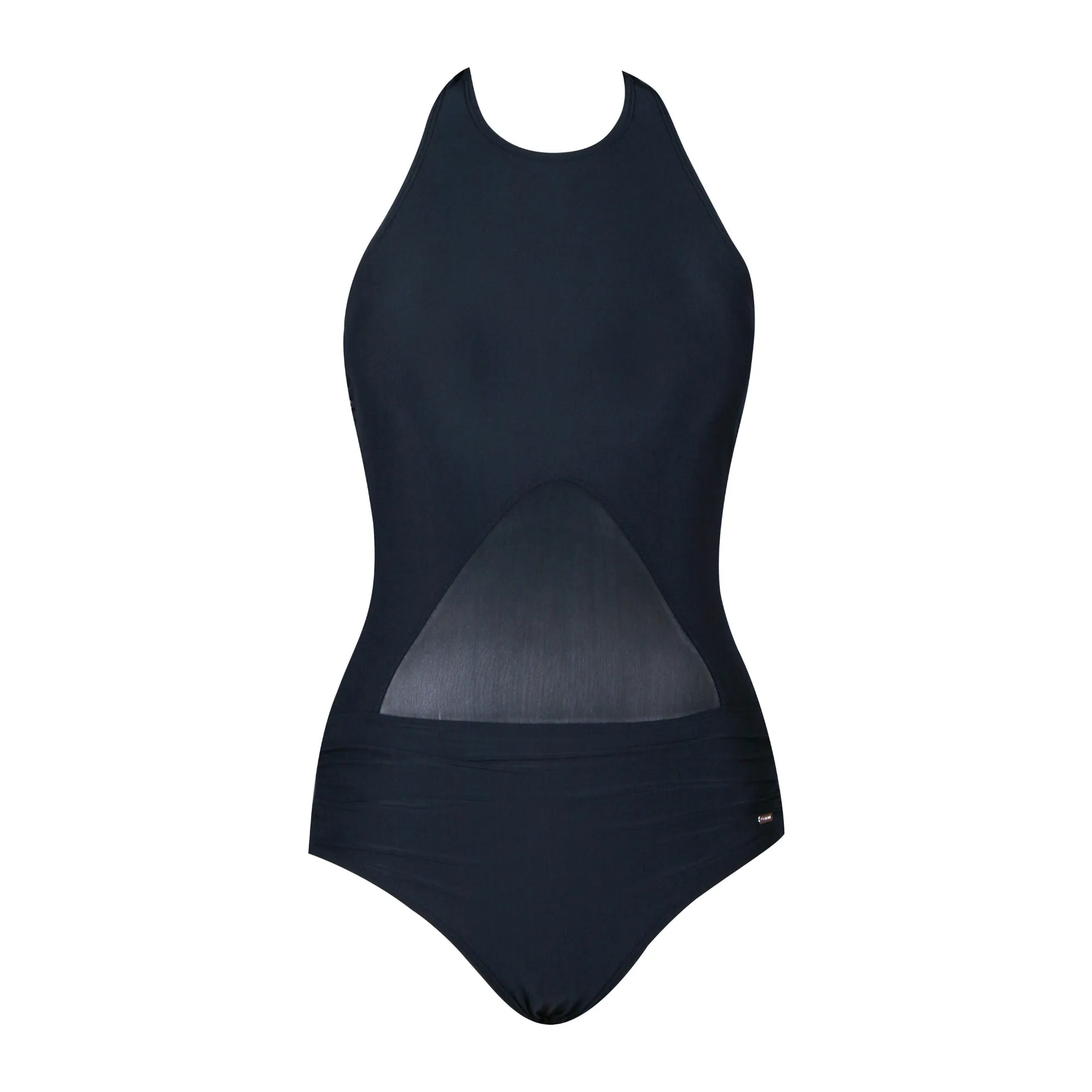 Gourami Shapes In Mesh Push-Up Swimsuit - Black