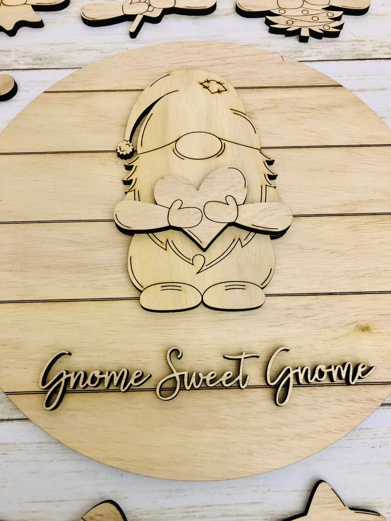 HALF SET DIY Unfinished Gnome door hanger w/ interchangeable inserts