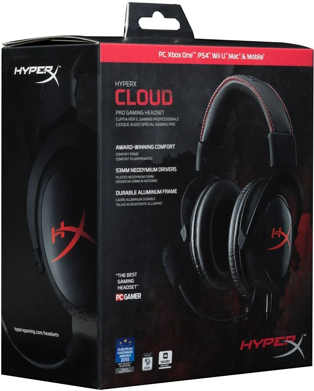 HyperX Cloud Gaming Headset for PC, Xbox One¹, PS4, PS4 PRO, Xbox One S¹, Nnintedo Switch (KHX-H3CL/WR) - Black