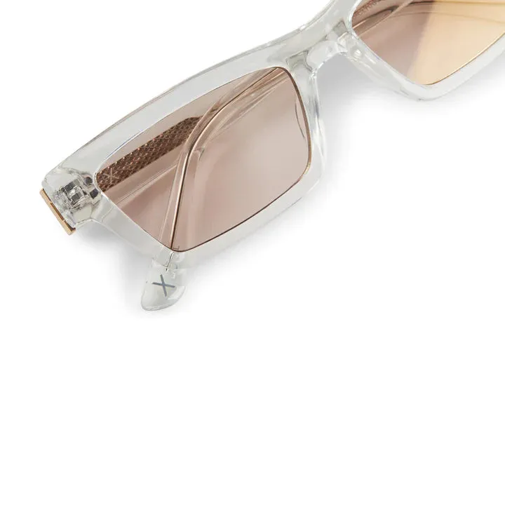 laurel translucent clear rose pink w/gold flash sunglasses