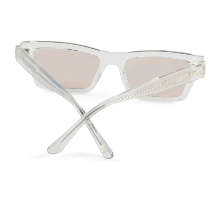 laurel translucent clear rose pink w/gold flash sunglasses