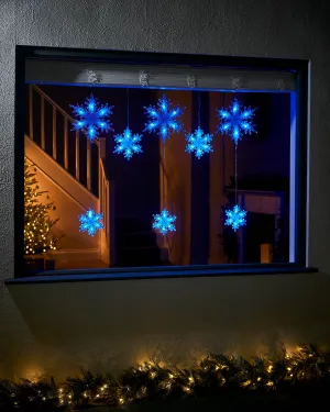 Multi-Function Snowflake Curtain Light, Blue, 1.6 m