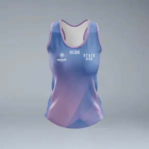 Netball QLD State Age Cornflower/Lilac Singlet