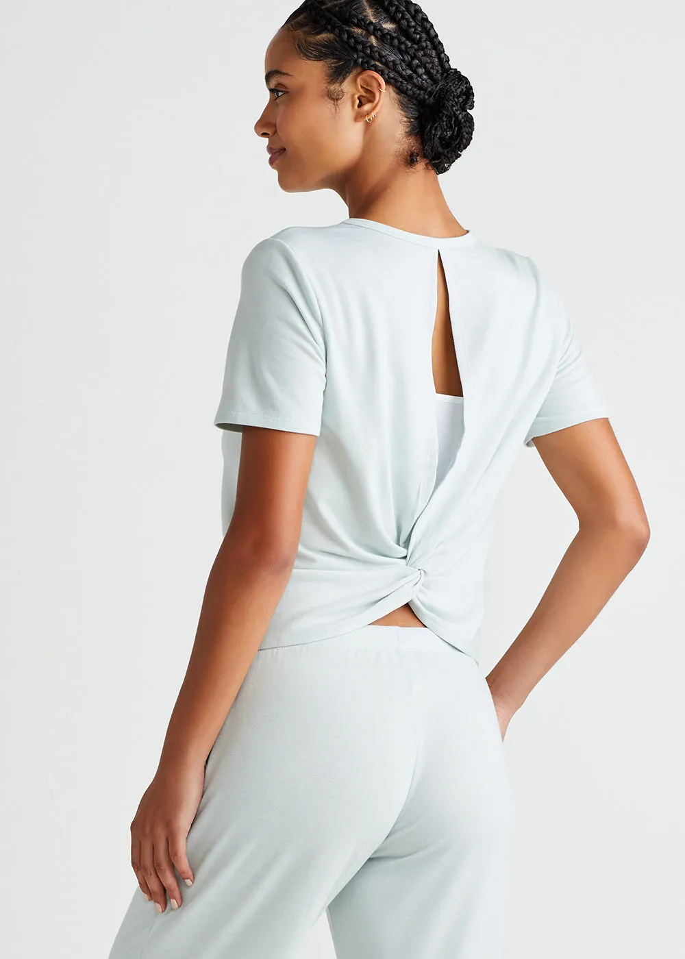 Peek-a-boo Twist Back Top - Baby French Terry