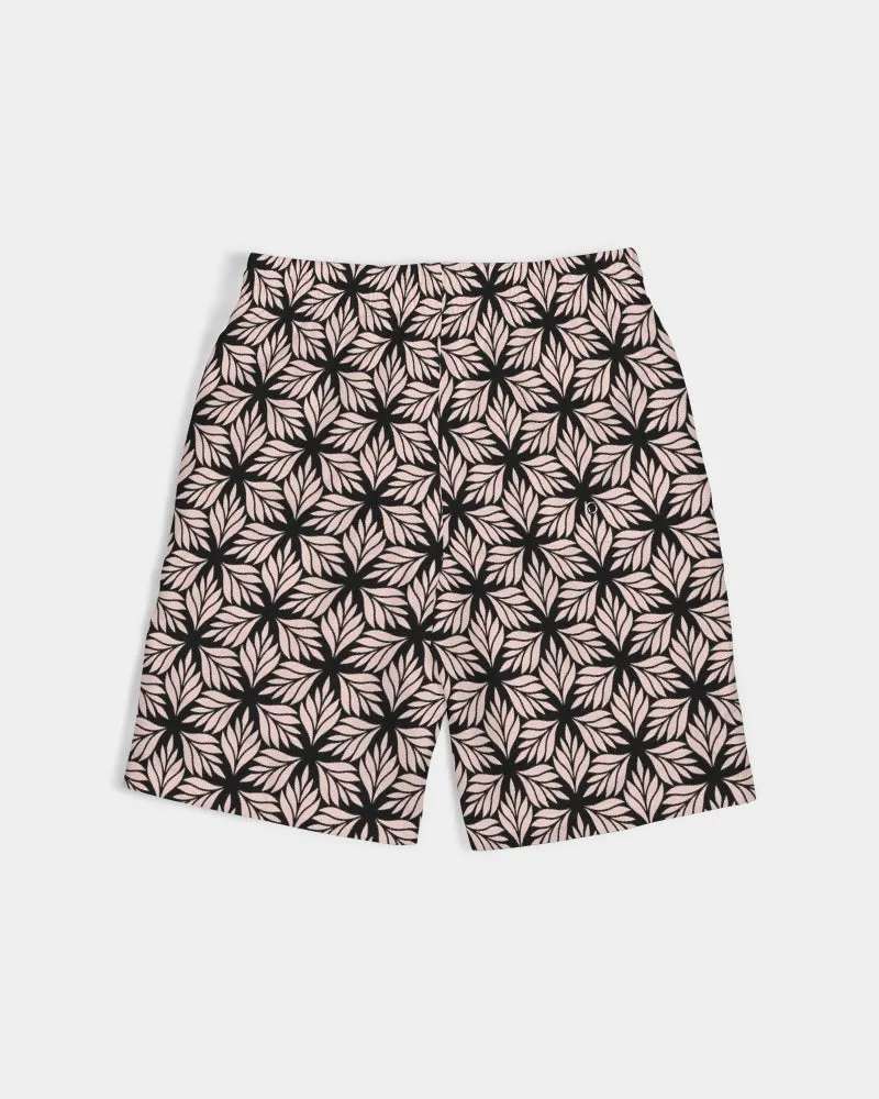 Pink Leaf Geo Masculine Youth Swim Trunk