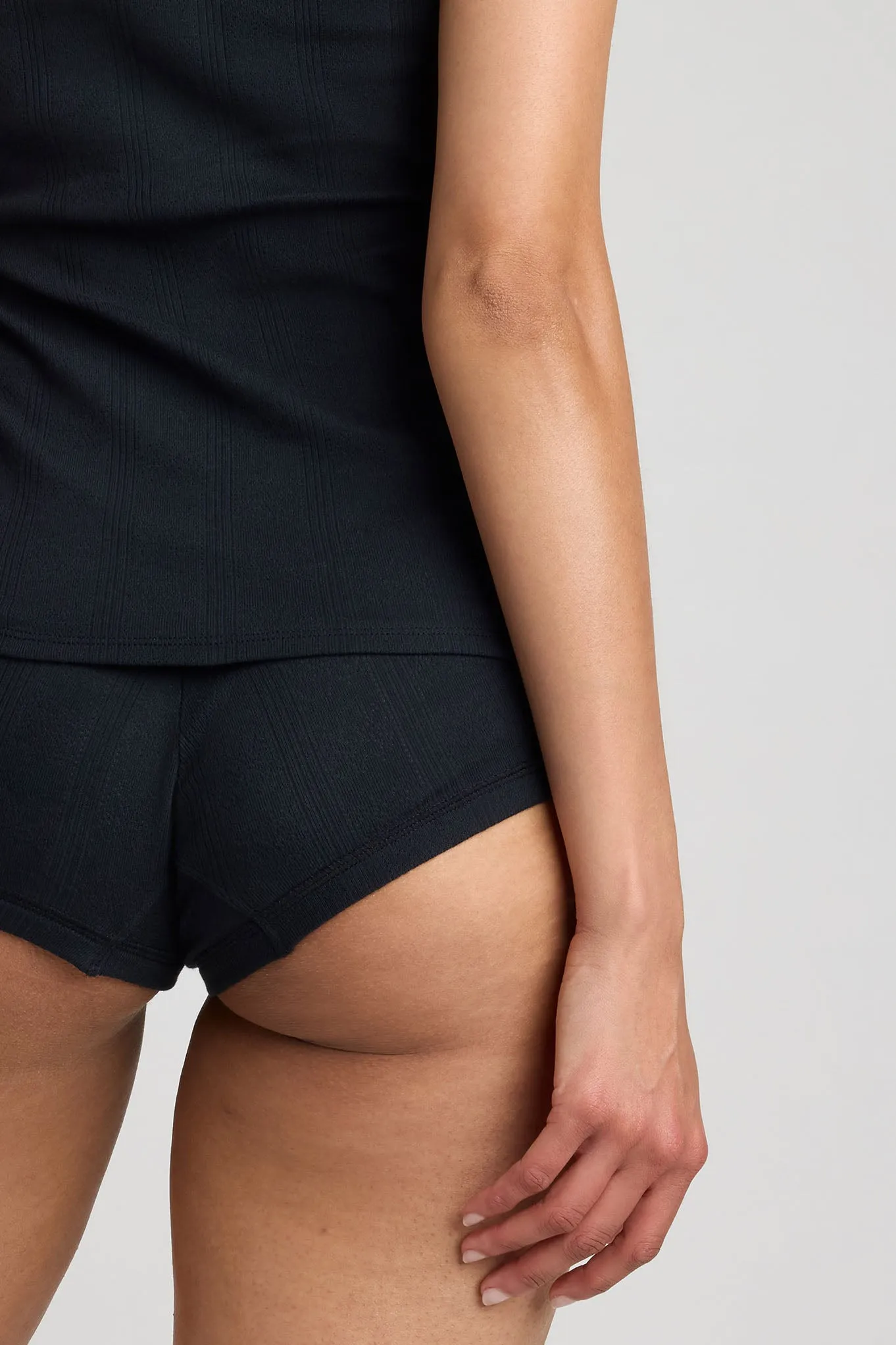 Pointelle Lounge Short in Black