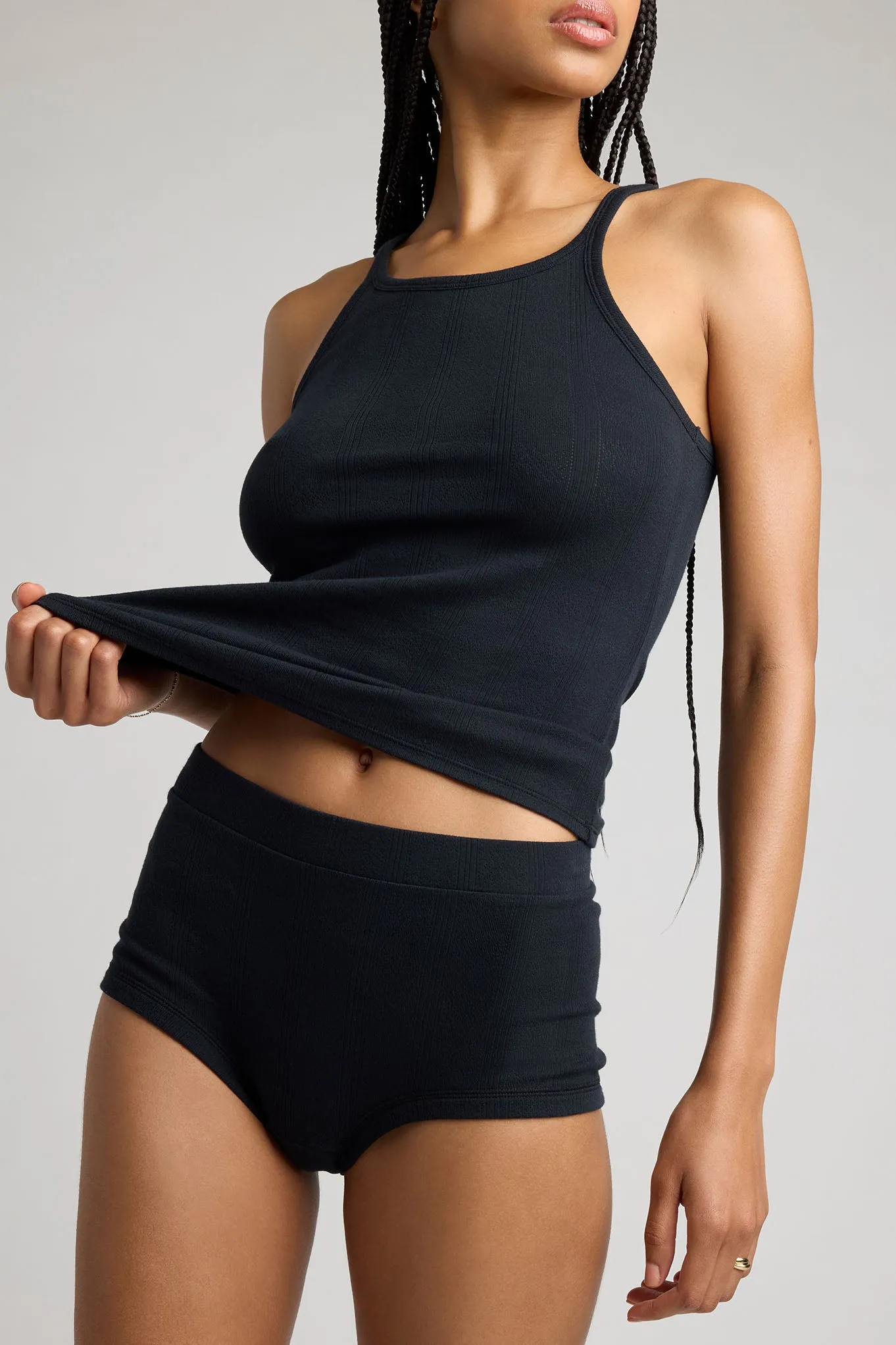 Pointelle Lounge Short in Black