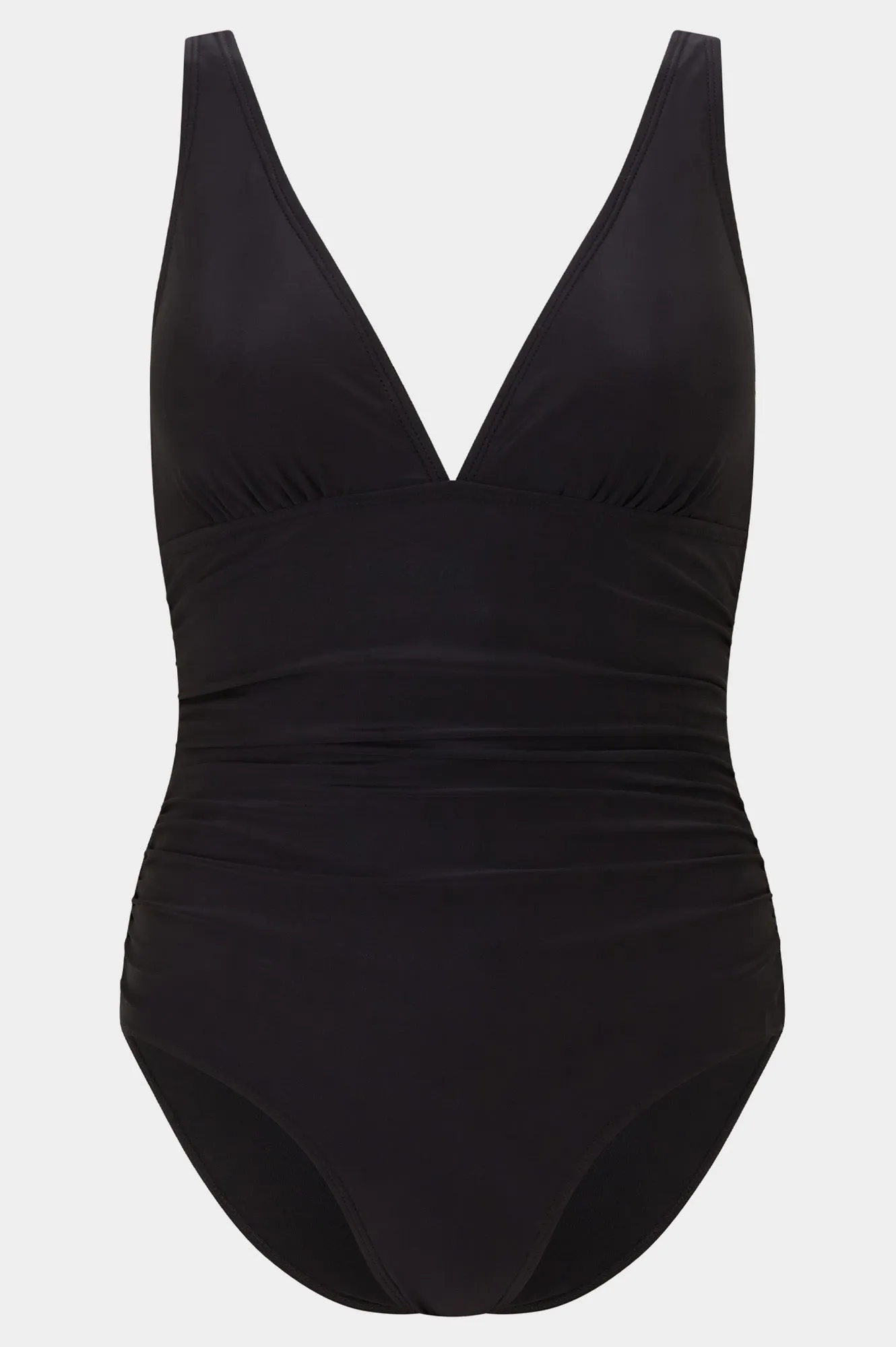 Recycled V-Neck Ruched Swimsuit | Black