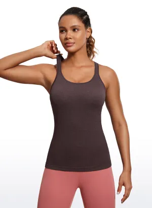 Seamless Ribbed Hip Length Tanks Racerback