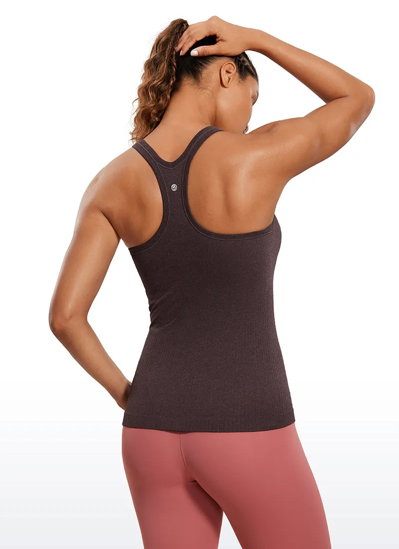 Seamless Ribbed Hip Length Tanks Racerback