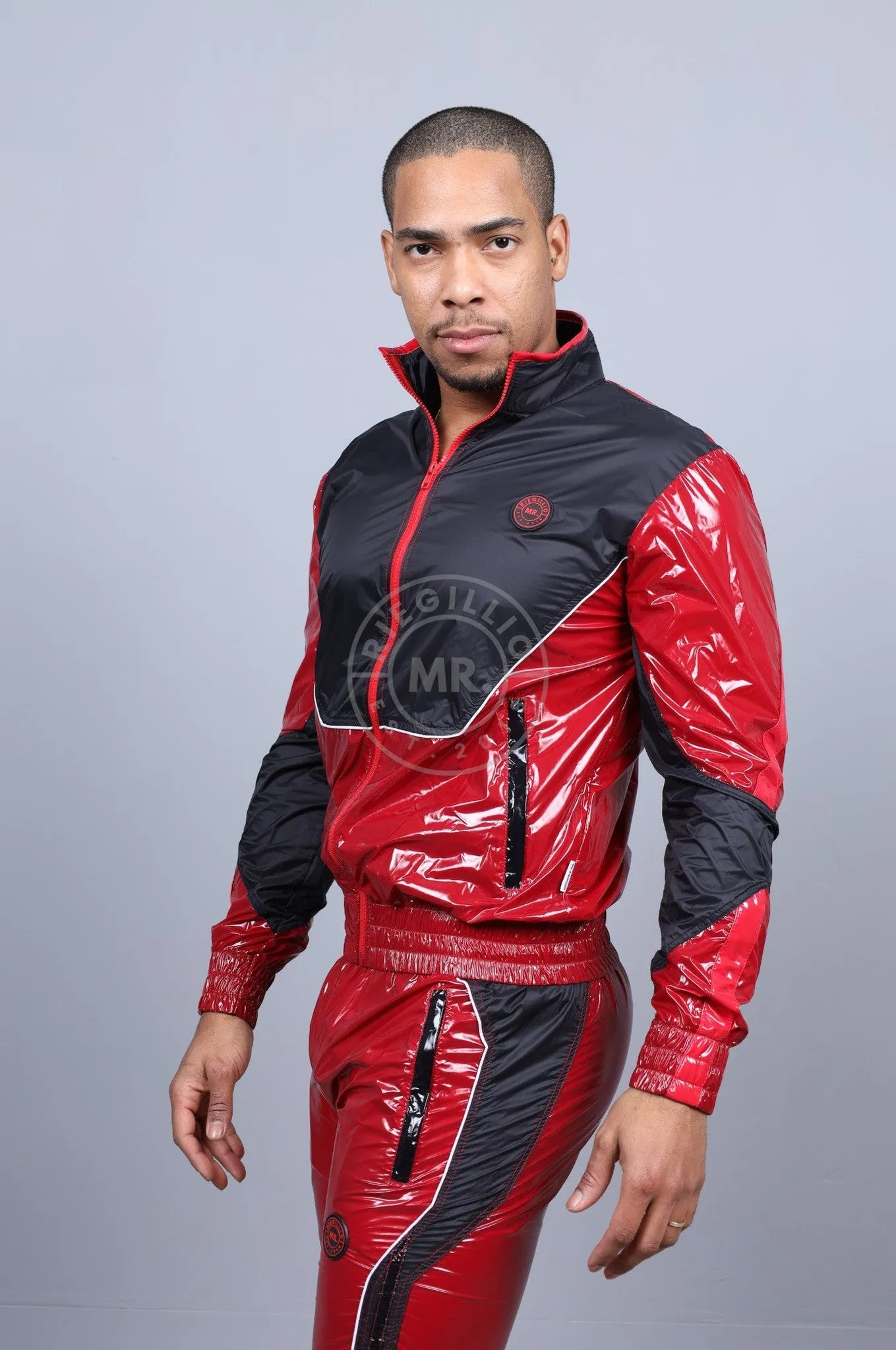 Shiny Nylon 24 Tracksuit Jacket - Red