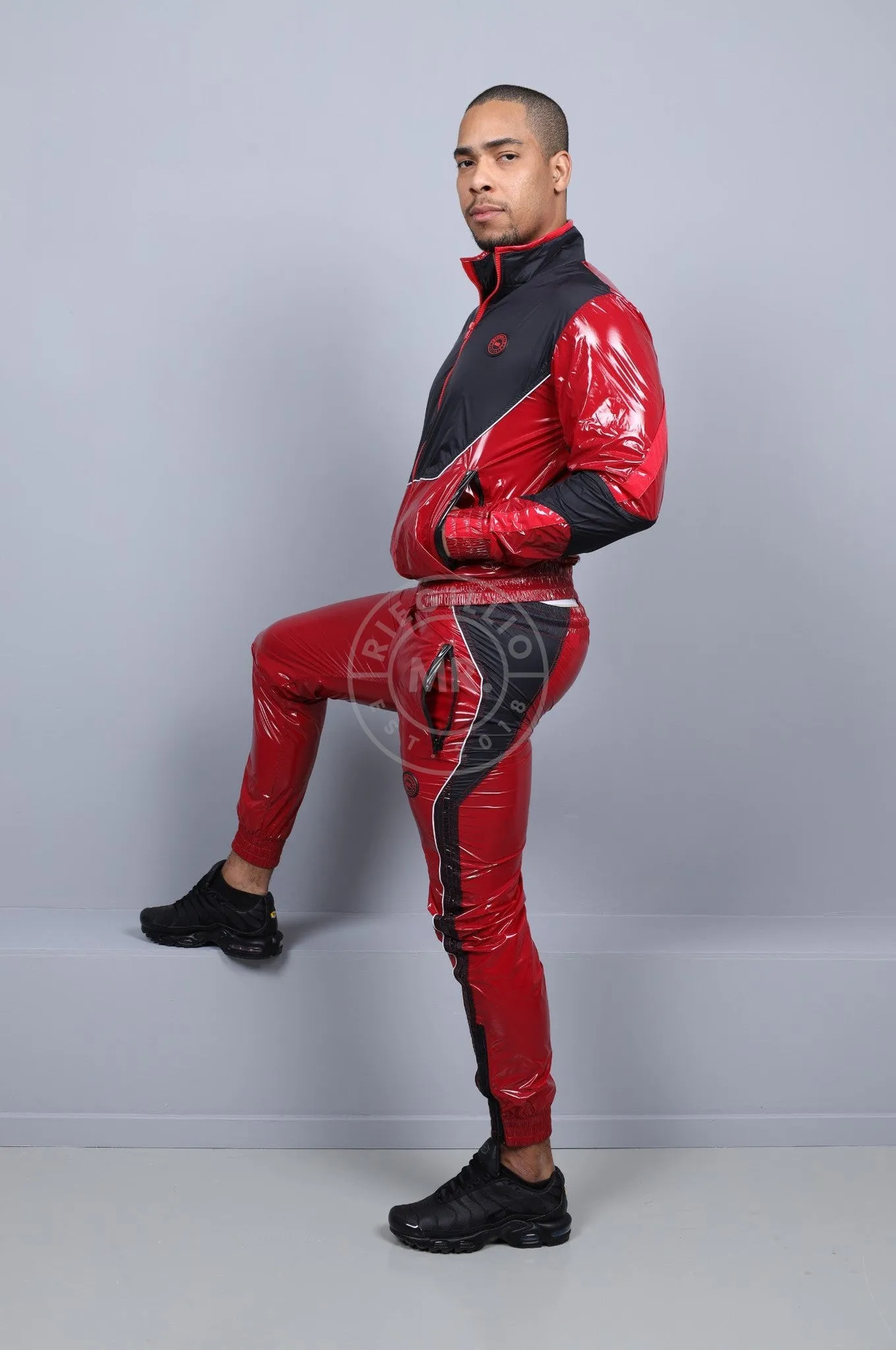 Shiny Nylon 24 Tracksuit Jacket - Red